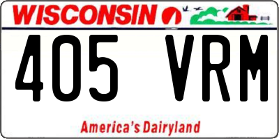 WI license plate 405VRM