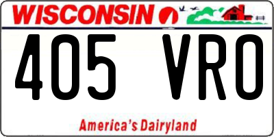 WI license plate 405VRO