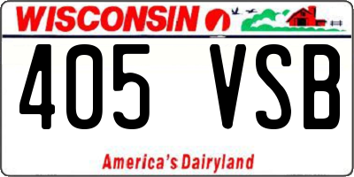 WI license plate 405VSB
