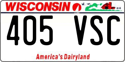 WI license plate 405VSC