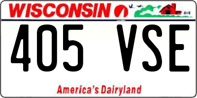 WI license plate 405VSE