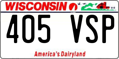 WI license plate 405VSP