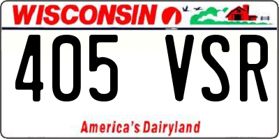 WI license plate 405VSR
