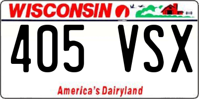 WI license plate 405VSX