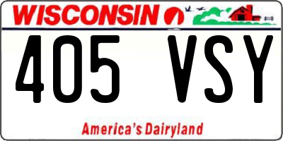 WI license plate 405VSY