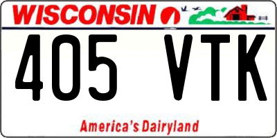 WI license plate 405VTK