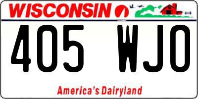 WI license plate 405WJO