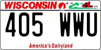 WI license plate 405WWU