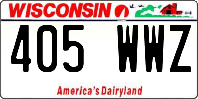 WI license plate 405WWZ