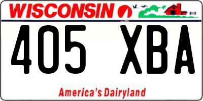 WI license plate 405XBA