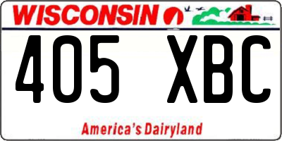 WI license plate 405XBC