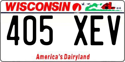WI license plate 405XEV
