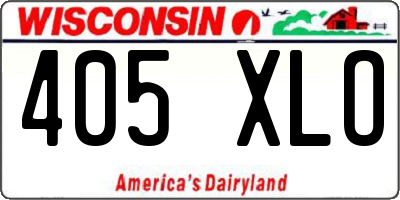 WI license plate 405XLO
