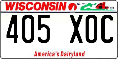 WI license plate 405XOC
