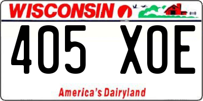 WI license plate 405XOE