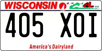 WI license plate 405XOI