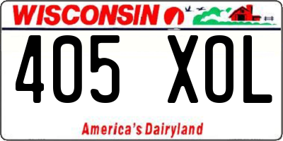 WI license plate 405XOL