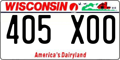 WI license plate 405XOO