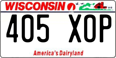 WI license plate 405XOP
