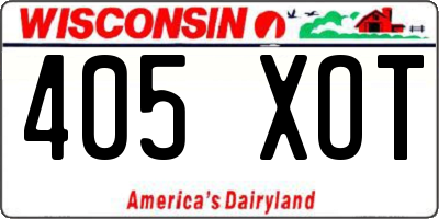 WI license plate 405XOT
