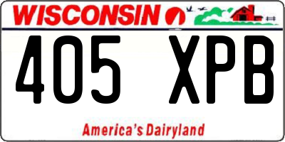 WI license plate 405XPB