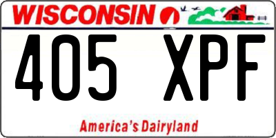 WI license plate 405XPF