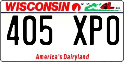 WI license plate 405XPO
