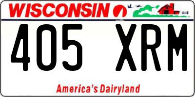 WI license plate 405XRM