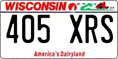 WI license plate 405XRS