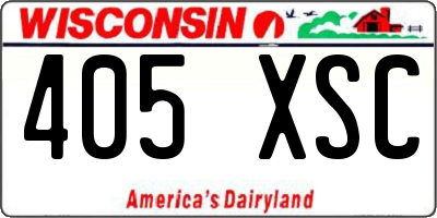 WI license plate 405XSC