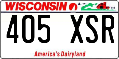 WI license plate 405XSR