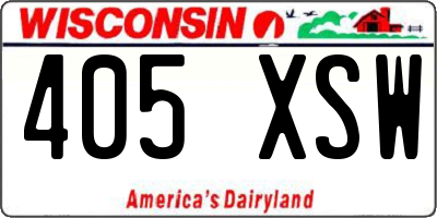 WI license plate 405XSW
