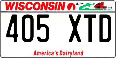 WI license plate 405XTD
