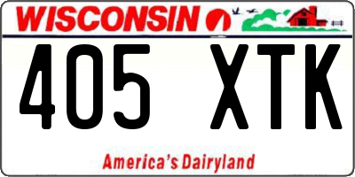 WI license plate 405XTK