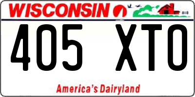 WI license plate 405XTO