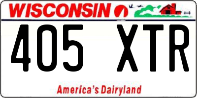 WI license plate 405XTR