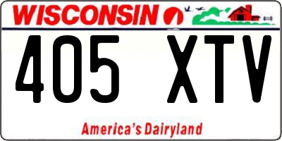 WI license plate 405XTV