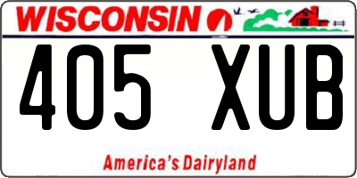 WI license plate 405XUB