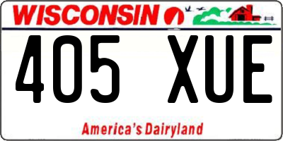 WI license plate 405XUE
