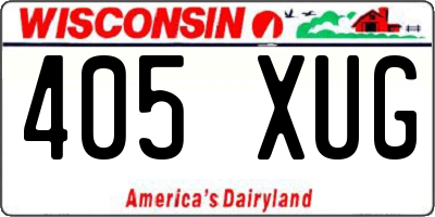 WI license plate 405XUG
