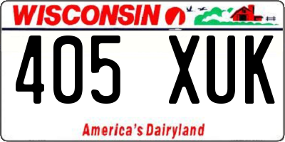 WI license plate 405XUK