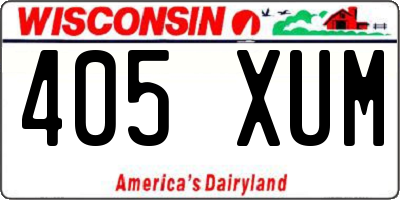 WI license plate 405XUM