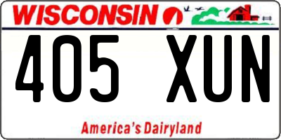 WI license plate 405XUN