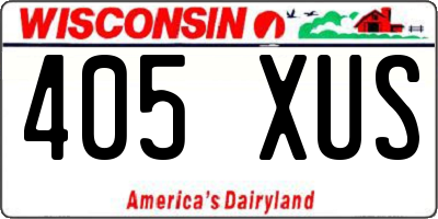WI license plate 405XUS