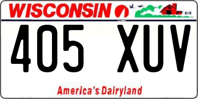 WI license plate 405XUV