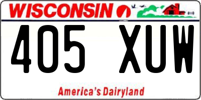 WI license plate 405XUW