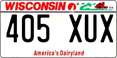 WI license plate 405XUX