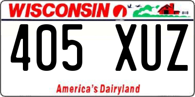 WI license plate 405XUZ