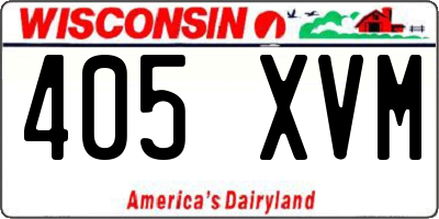 WI license plate 405XVM
