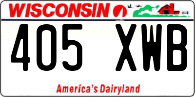 WI license plate 405XWB